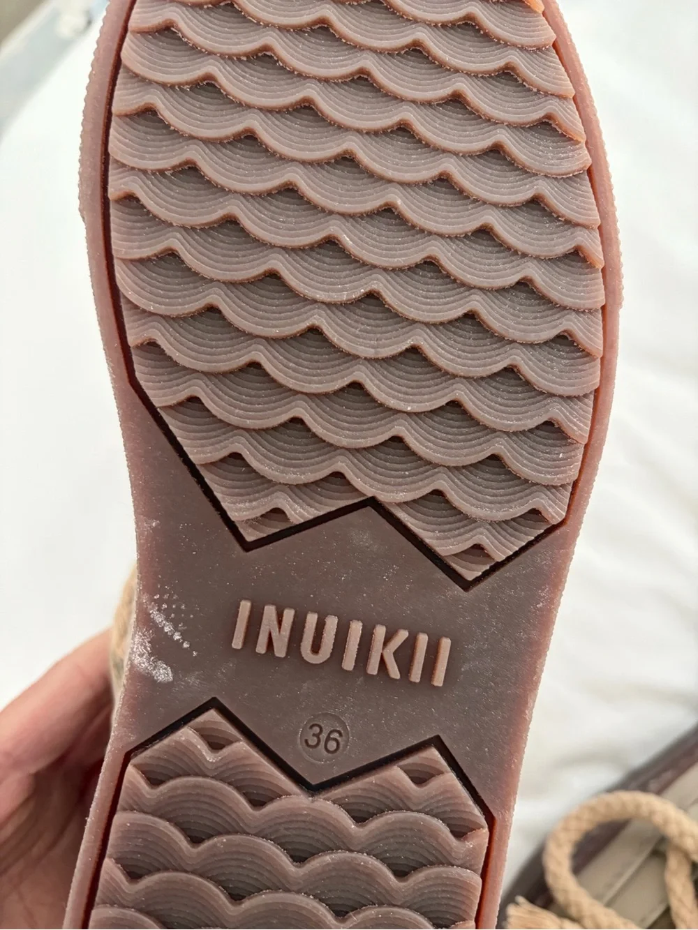 Inuikii Taupe and Cream Plush-Lined Winter Lace-Up Boots